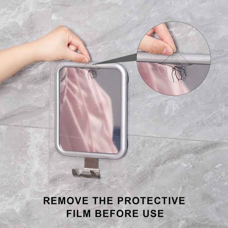 Ettori Shower Mirror Fogless for Shaving- with 4 Suctions  Anti Fog Mirror for Shower  Bathroom  Vanity  Bathtub  Razor Holder for Men - Image 5